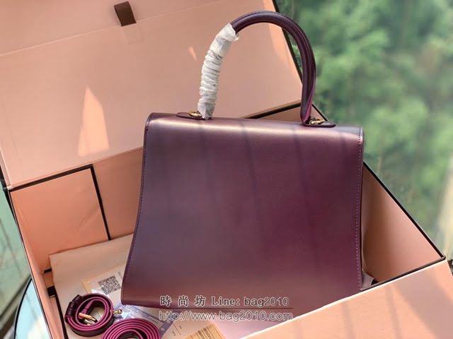 DELVAUX女包 Magic bag風琴系列 德爾沃女手提包 原版Box皮 中號 Delvaux女單肩包 Dv0028風琴 梅紫  fcs1248